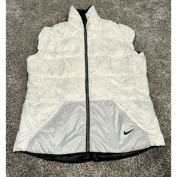 ladies Nike reversible nike golf puffy vest medium black and white - Picture 1 of 4